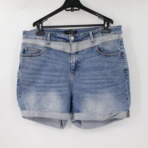 Judy blue shorts womens 3XL 5" two tone Yoke jean jorts high waist blue cotton